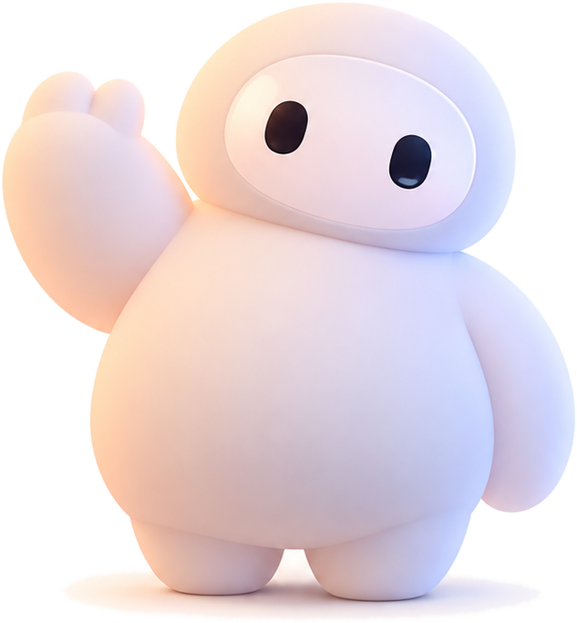 Chub, der KI-Assistent von nom, winkt